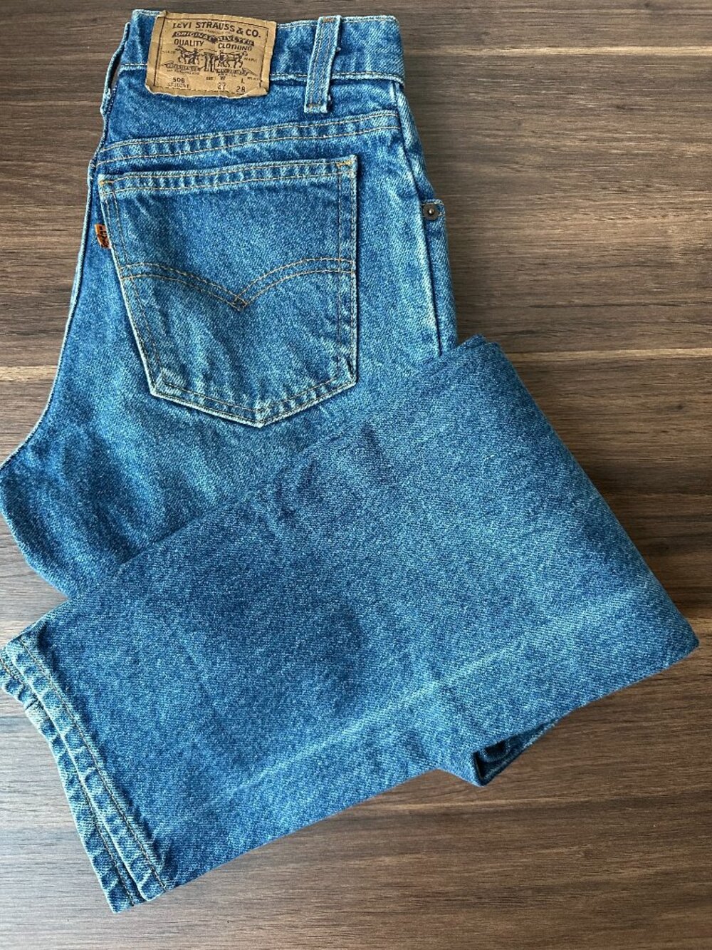 Vintage Early 90s Levi's 506 Student Orange Tab Jeans (24 x 28)